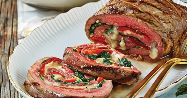 Spinach & Chaumes Cheese-Stuffed Flank Steak